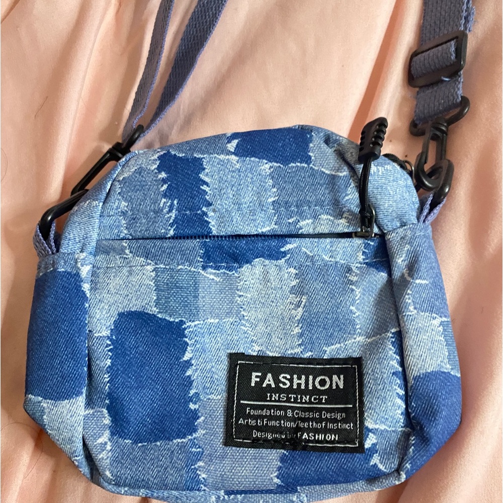 Graphic Denim print Color Block Crossbody Mini bag